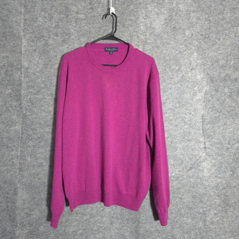 Brooks Brothers Cashmere Sweater Mens XL Pink Italy Crewneck 2-Ply Knit Luxury